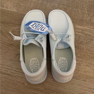 Hey dude light blue shoes